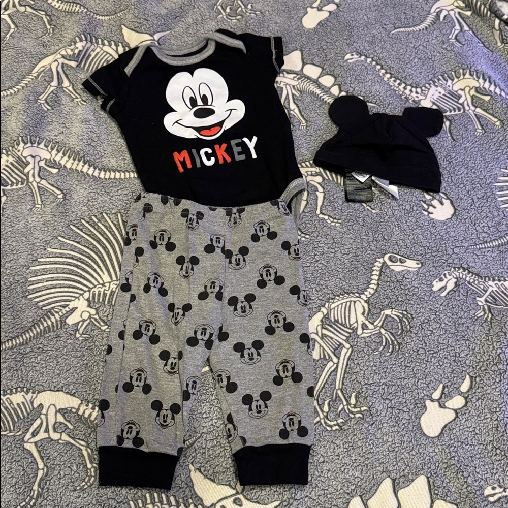 Disney Black and Gray Mickey Mouse Kids Matching Set